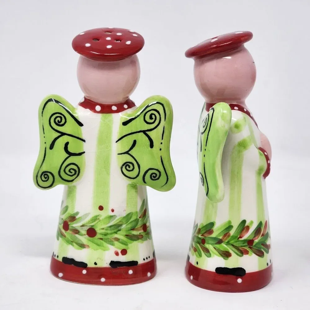 Burton & Burton Christmas Angel Salt and Pepper Shakers Hand Painted‎ Set